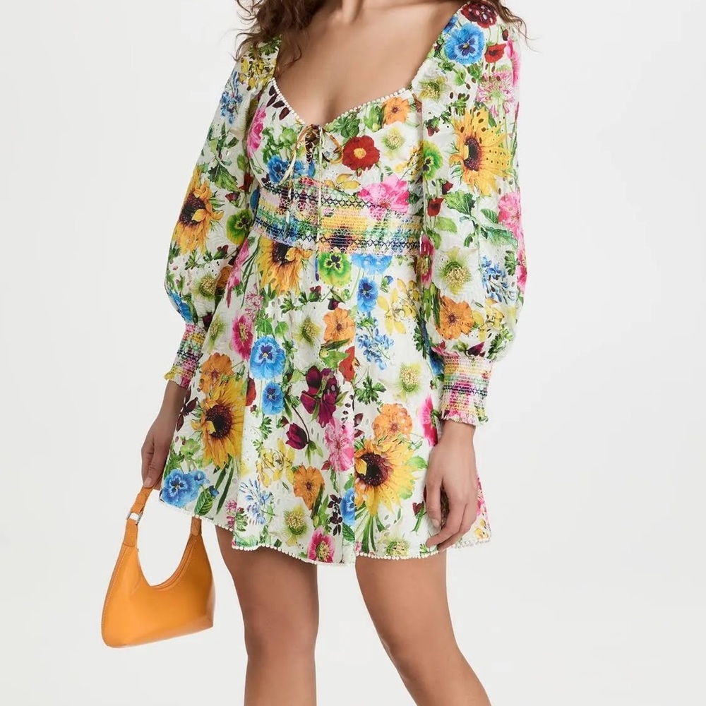 Alice and olivia Crawford Mini Floral Dress spring sunflower